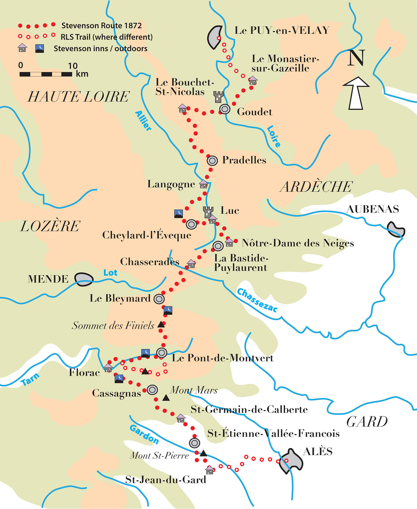 Robert Louis Stevenson trail map