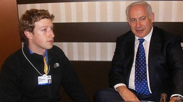 Mark Zuckerberg col premier israeliano Benjamin Netanyahu Mark Zuckerberg col premier israeliano Benjamin Netanyahu