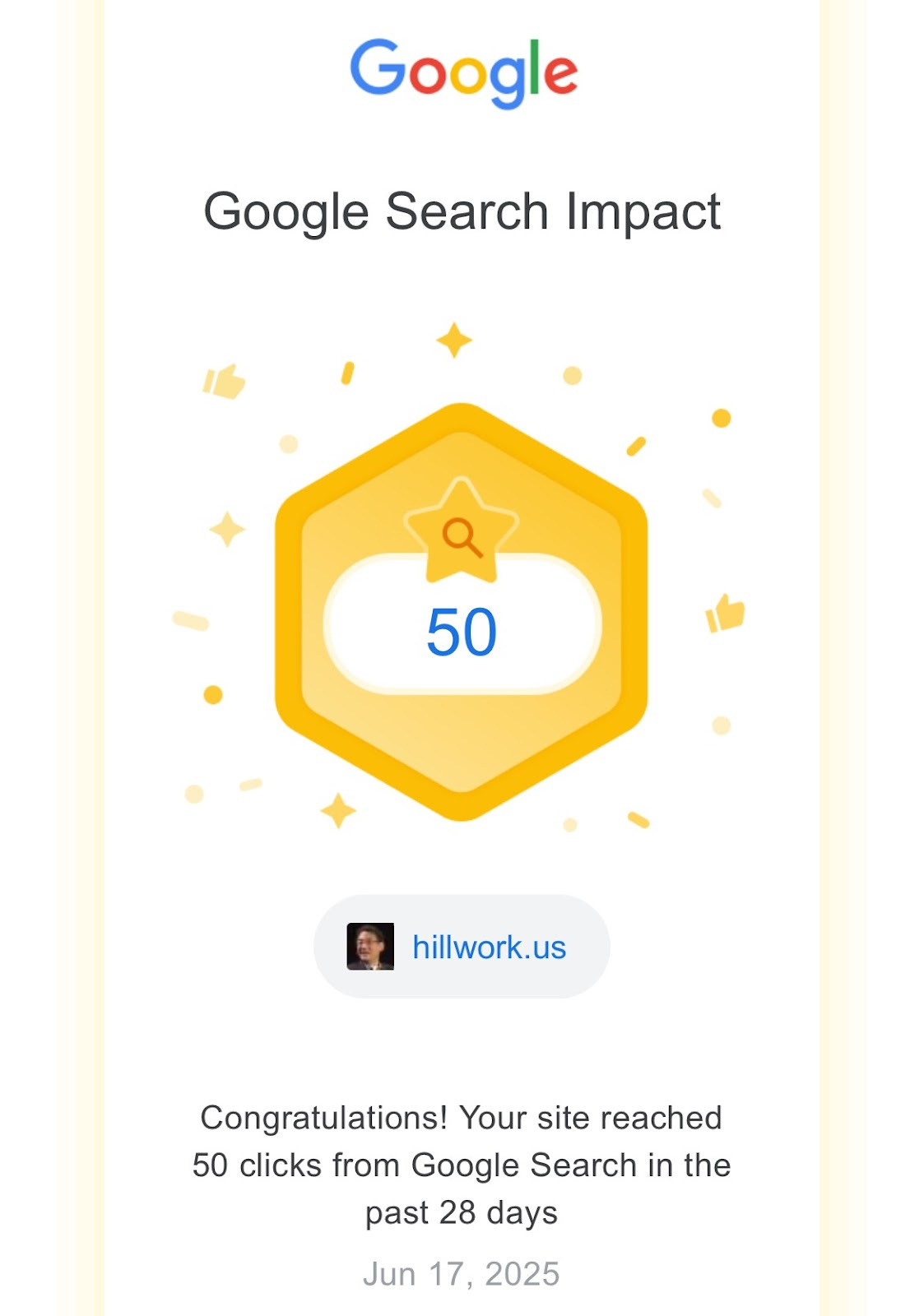 Google Search 50 Clicks Award