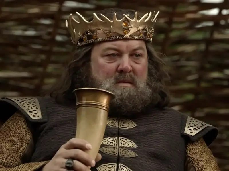 Robert Baratheon tomando vinho. Robert Baratheon tomando vinho.