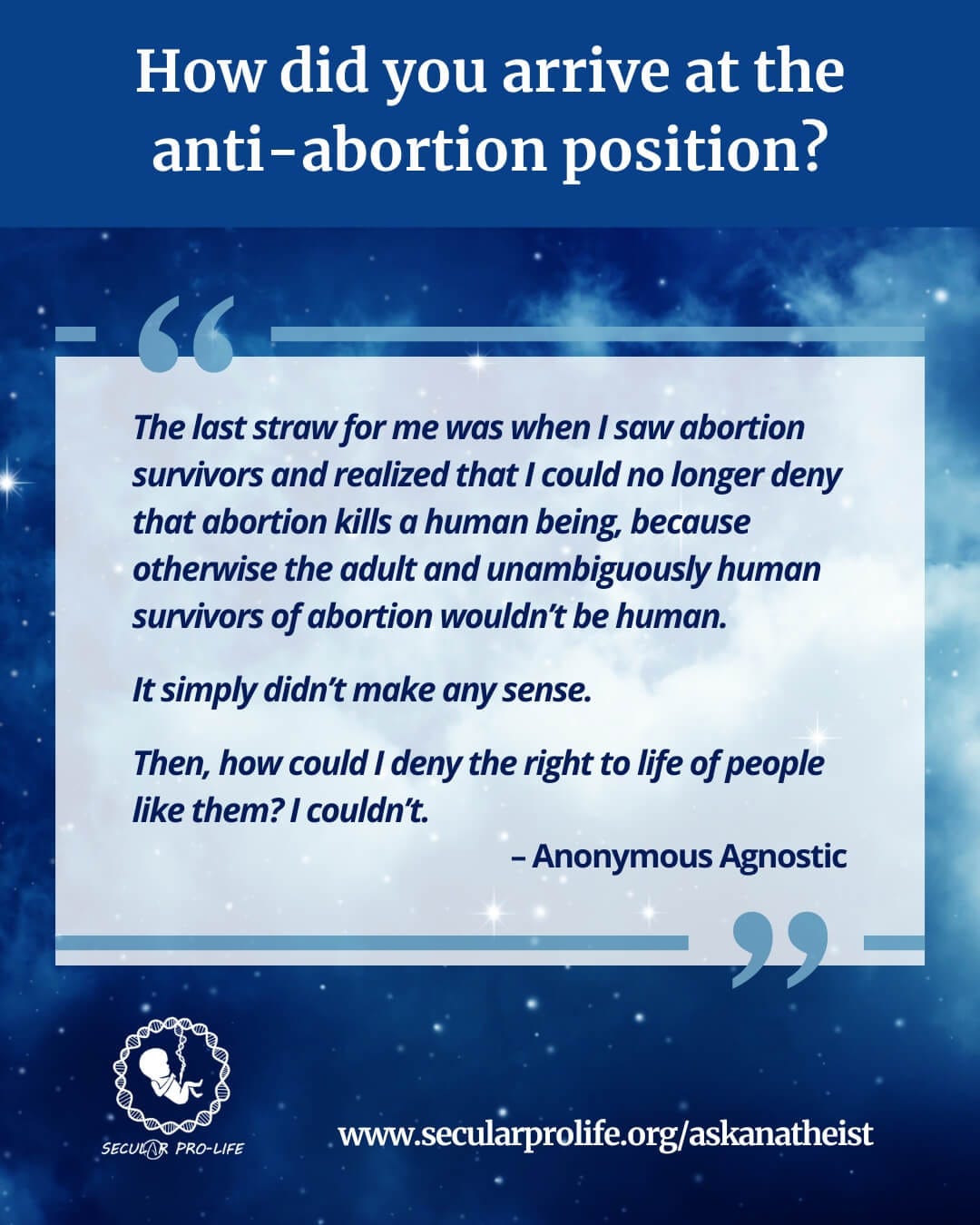 Ask a Pro-Life Agnostic: Anonymous