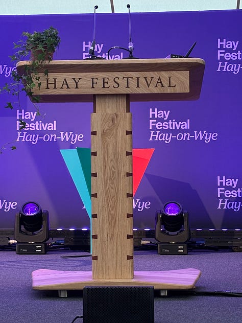 Images of authors and audience from Hay Festival