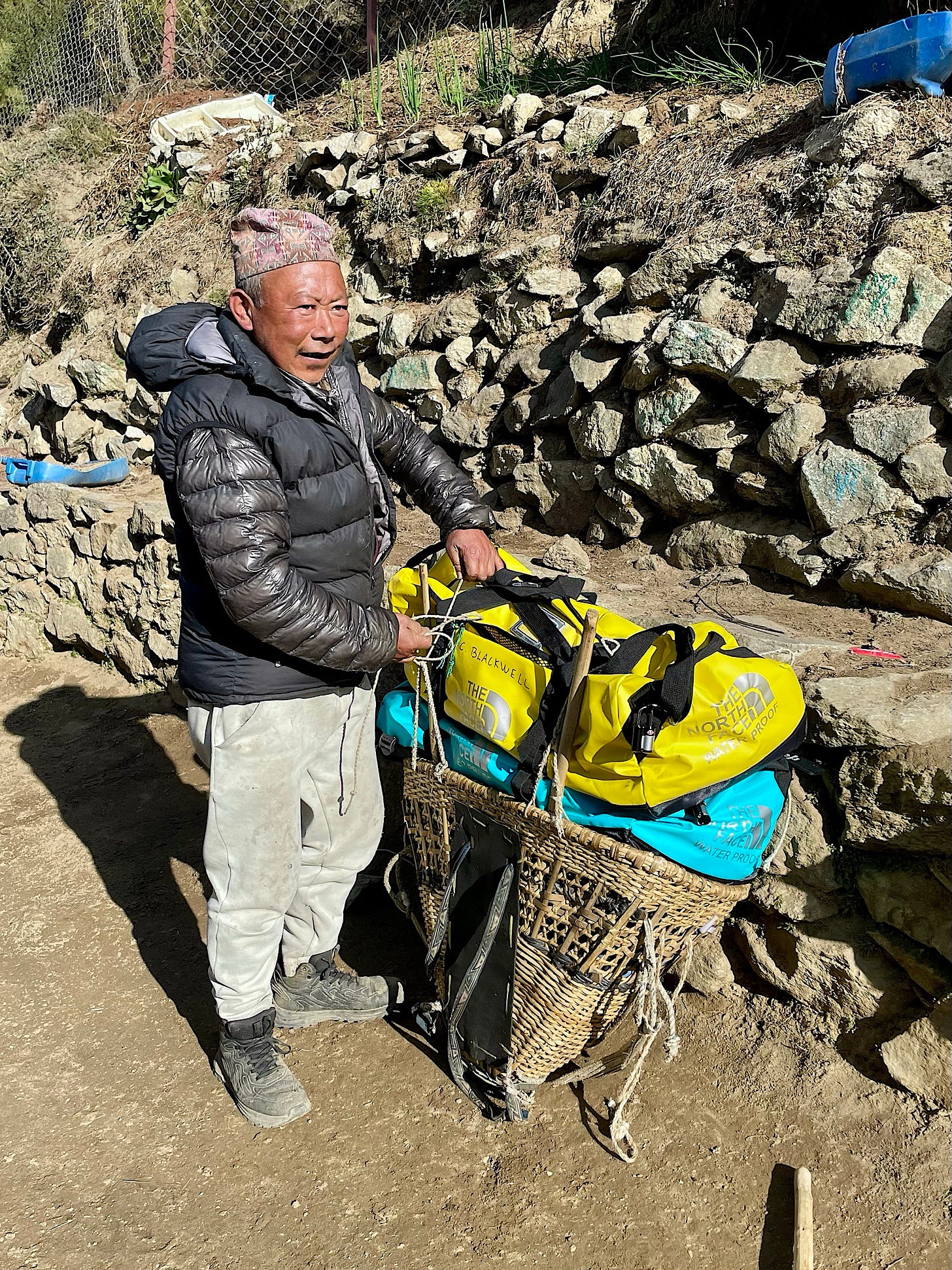 This is how our North Fake duffels traveled around the mountains.