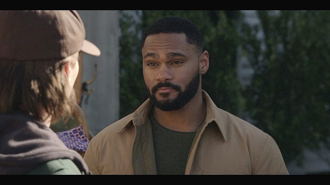 Walker Trey giving Augie advice about not giving up on life. Walker Trey giving Augie advice about not giving up on life.