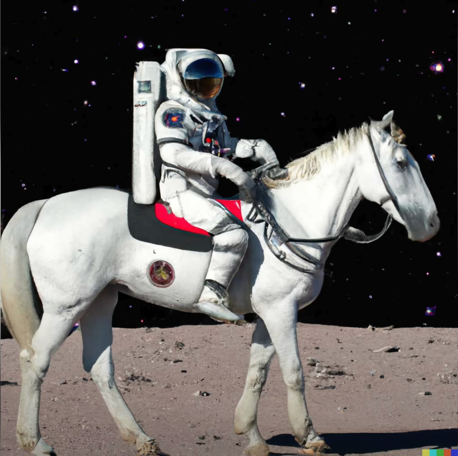 An astronaut riding a horse