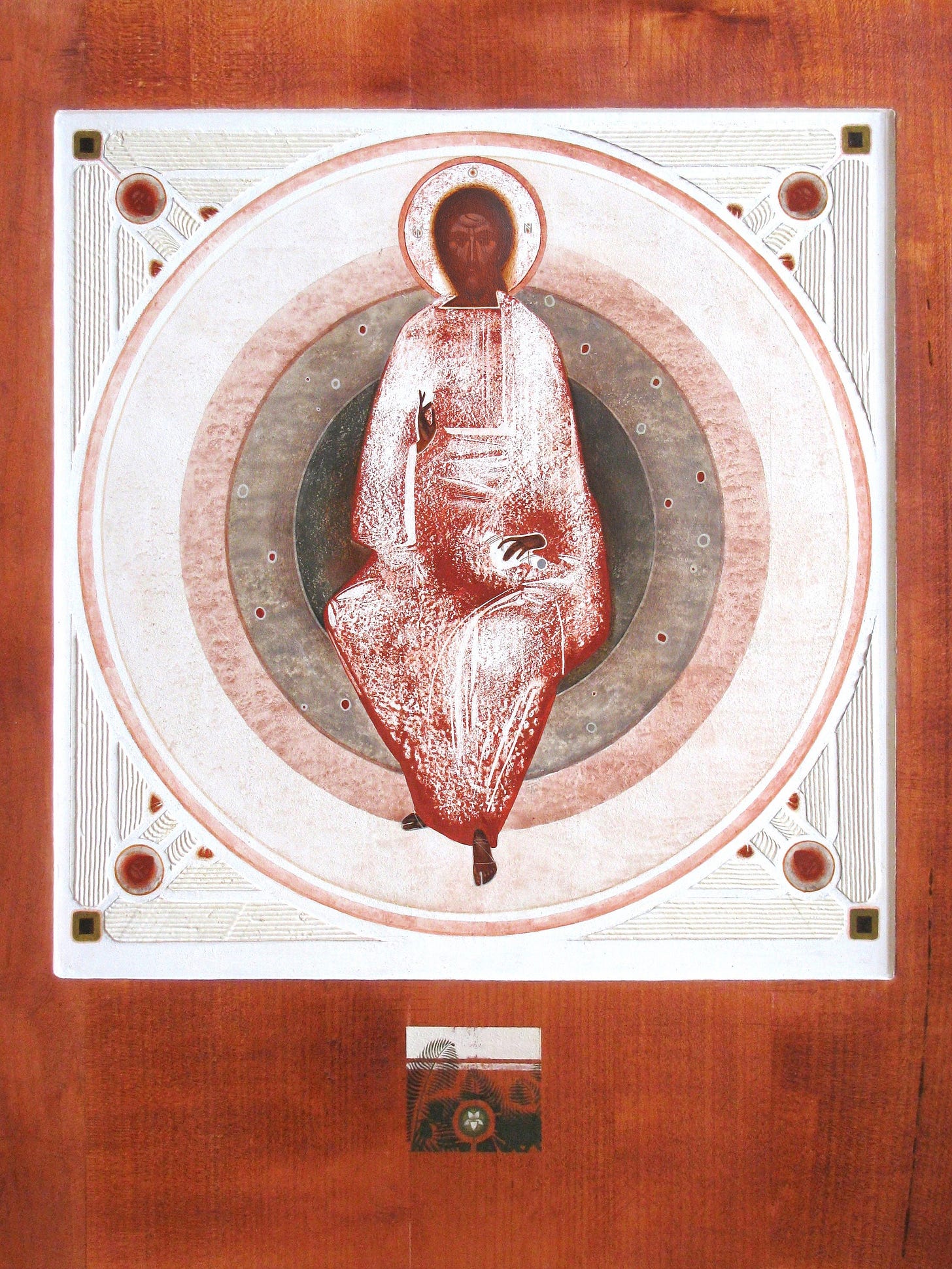 Christ in Glory, original print on natural canvas and stretcher of modern  icon, made by Ivanka Demchuk