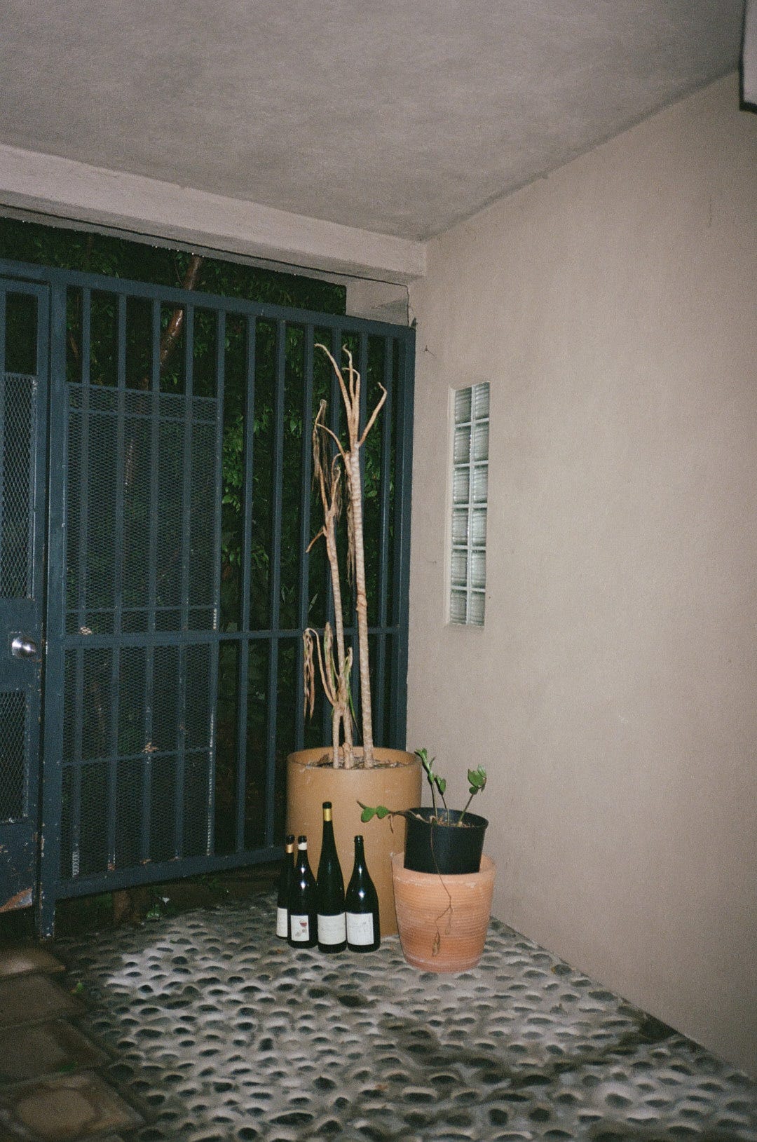 Outside Simon's apartment