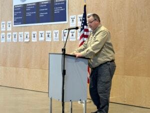 U.S. Sen. Jon Tester (D-Montana) announces a $10 million RAISE Grant for East Helena on June 21, 2024. (Photo by Blair Miller, Daily Montanan) U.S. Sen. Jon Tester (D-Montana) announces a $10 million RAISE Grant for East Helena on June 21, 2024. (Photo by Blair Miller, Daily Montanan)