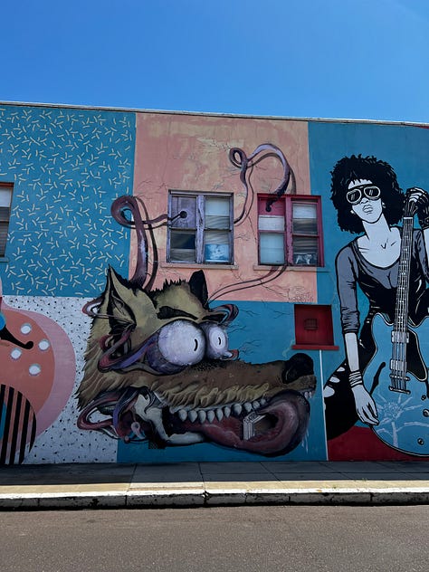 Street art and buildings in Clarksdale Mississippi