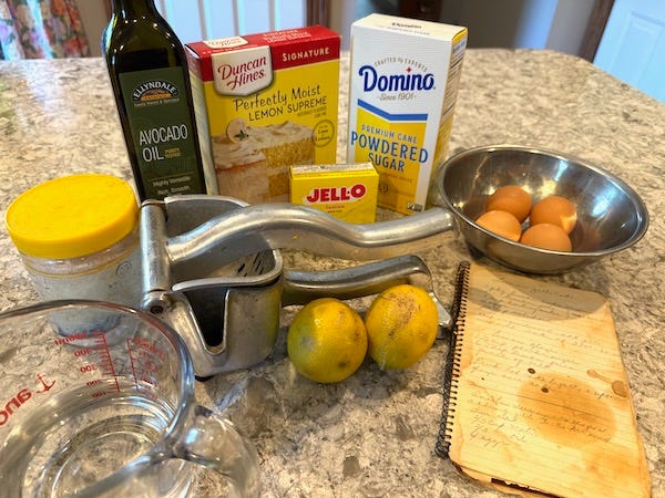 Ingredients for Lemon Jell-O cake