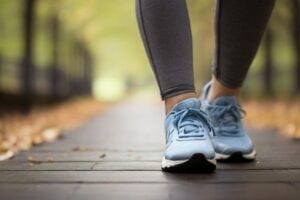 woman's feet on a walk