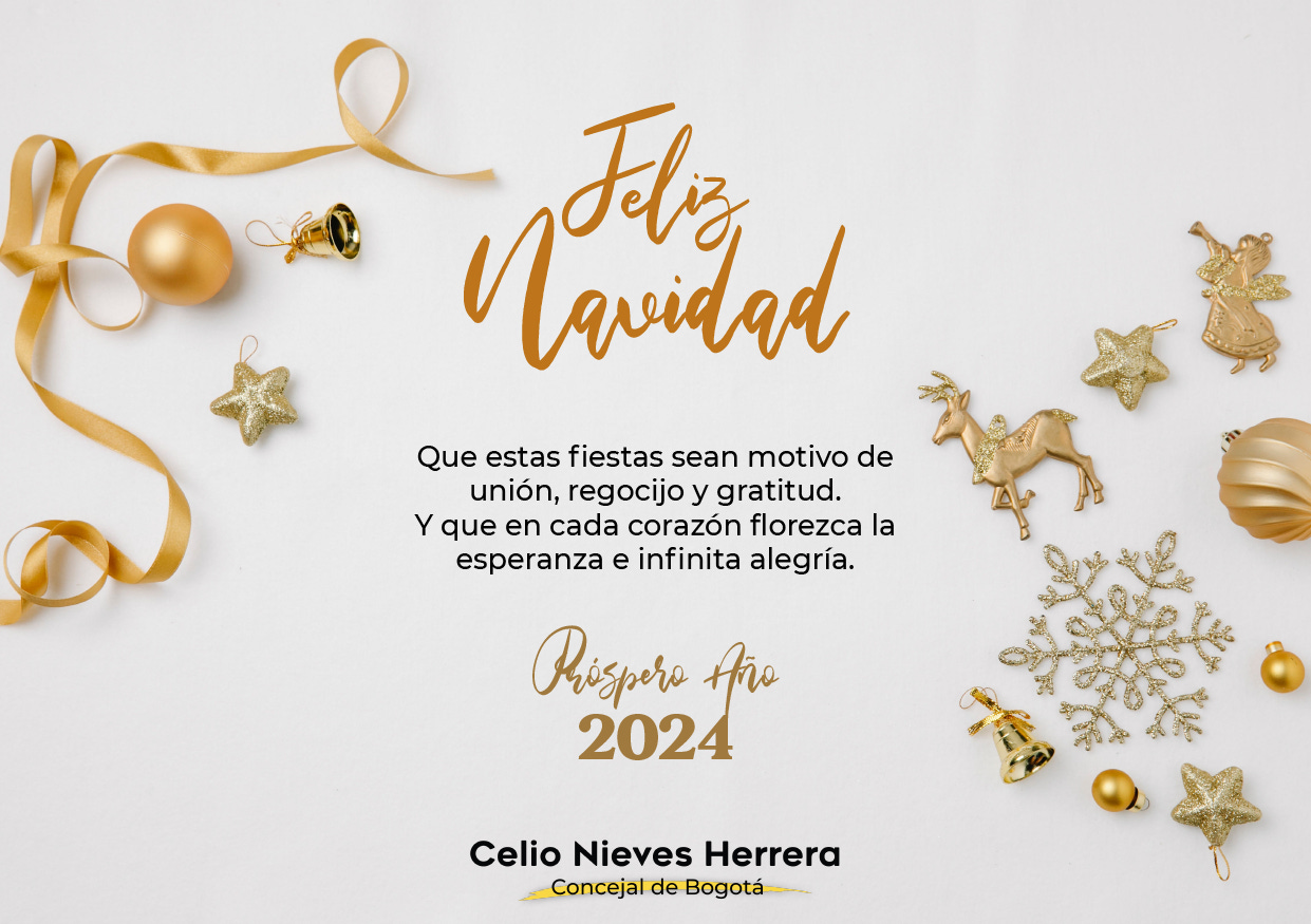 Feliz navidad. Que estas fiestas sean motivo de unión, regocijo y gratitud. Y que en cada corazón florezca la esperanza e infinita alegría. Celio Nieves Herrera