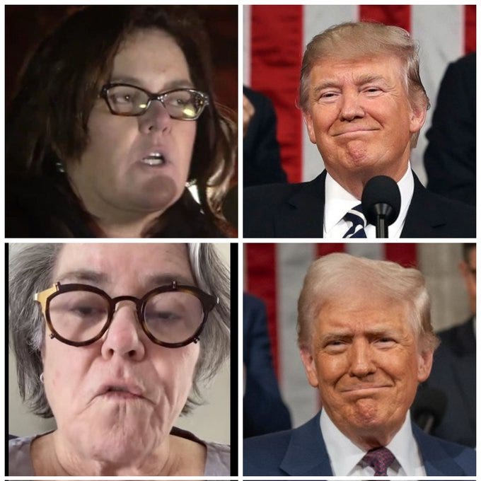 The image is a comparison of two sets of photos, with the top row from 2017 and the bottom row from 2025. The left side features a woman in both years, showing a noticeable change in her appearance. The right side features Donald Trump in both years, also showing a change in appearance. The post text suggests that the comparison serves as a public service announcement (PSA) for getting help if one has "TDS" (Trump Derangement Syndrome), implying a humorous or critical commentary on the changes in appearance over time. The composition is straightforward, with each person's photos aligned side by side for direct comparison. The setting appears to be formal for Trump, likely during speeches or public appearances, while the woman's setting is less clear but seems to be personal or candid.