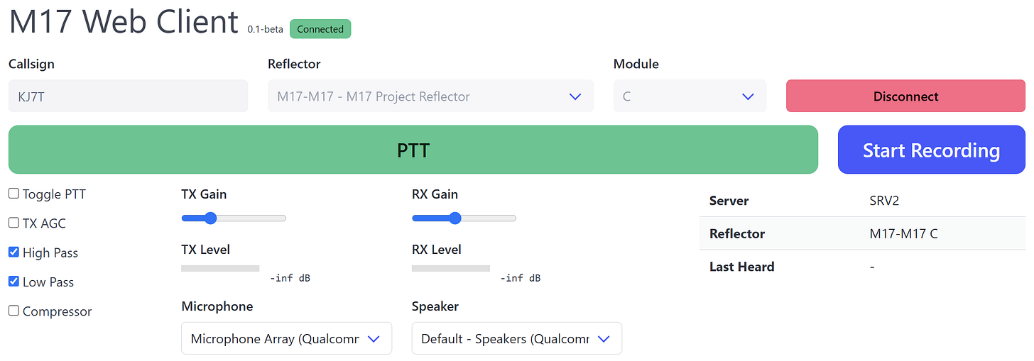 M17 web client runs in your browser