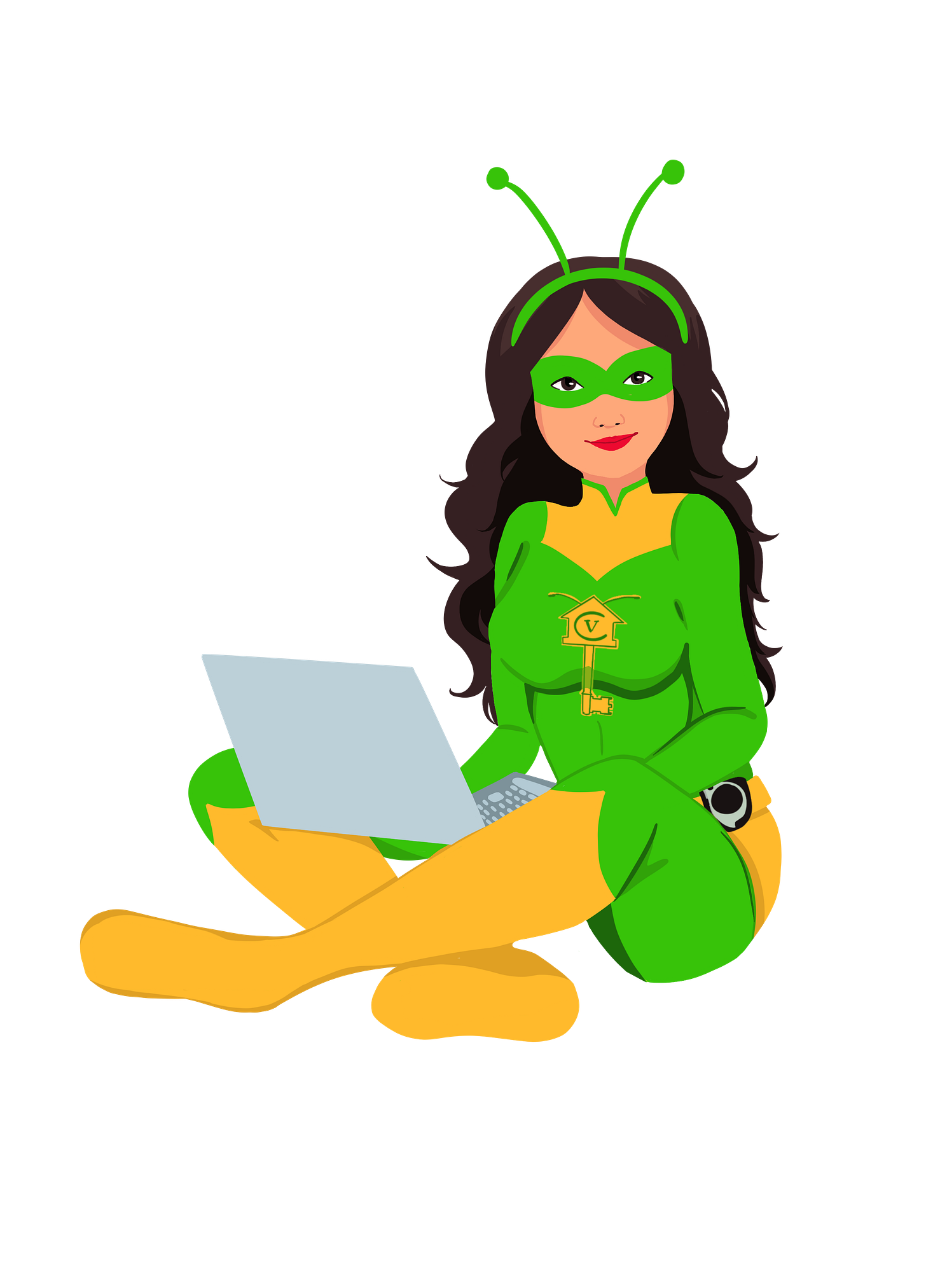 La Chapulina Verde on laptop