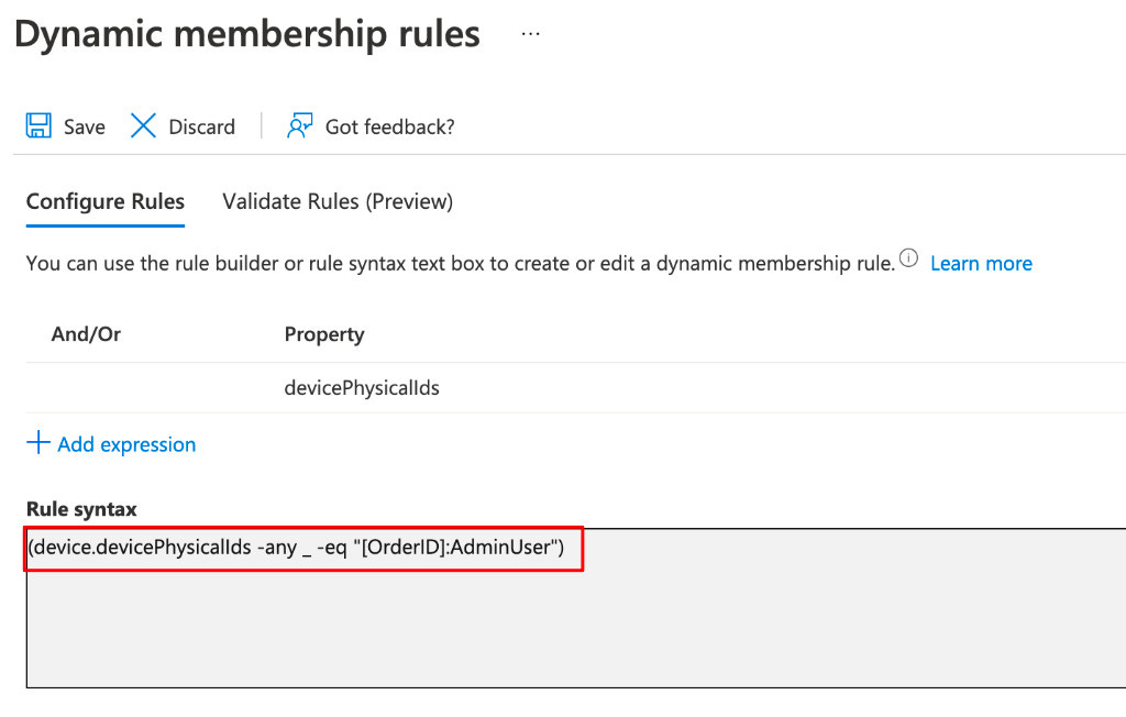 Azure AD Dynamic Group query Azure AD Dynamic Group query