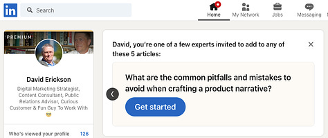 LinkedIn invitations to collaborate on AI generated articles