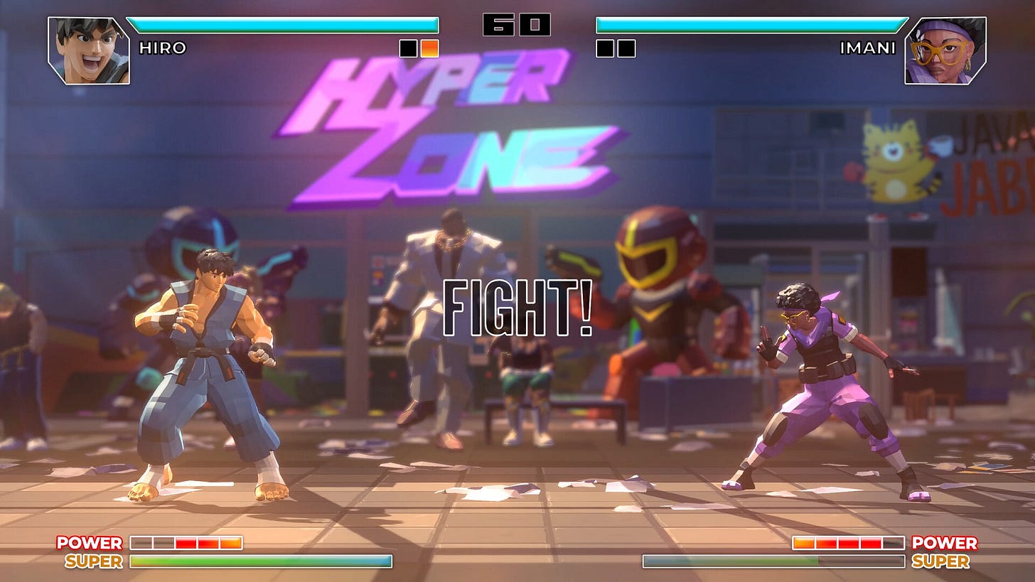 Two characters face off in Poly Fighter Two characters face off in Poly Fighter