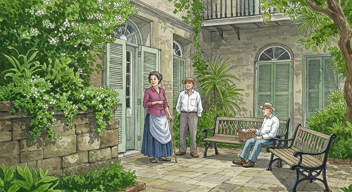 A woman and her Marsh Lady's Tresses orchids along with her gardener and a friend. A woman and her Marsh Lady's Tresses orchids along with her gardener and a friend.