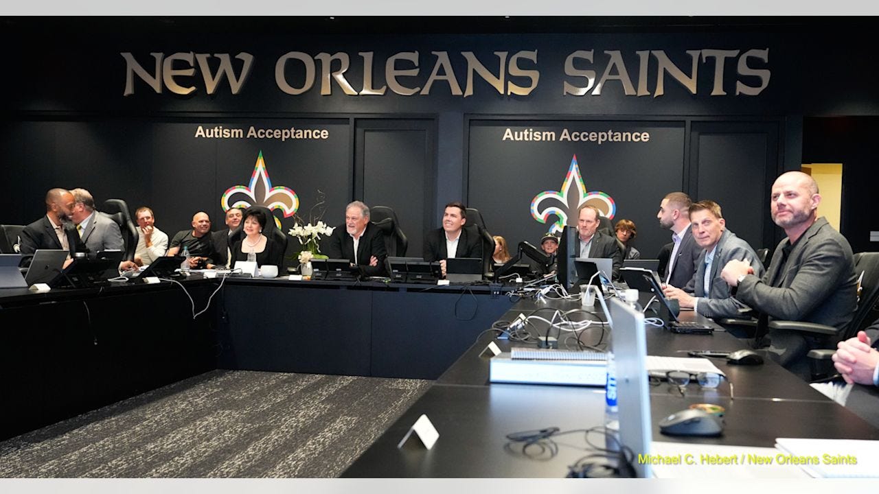Behind-the-scenes photos from the Ochsner Sports Performance Center inside the New Orleans Saints' draft room during the first round of the 2025 NFL Draft. Behind-the-scenes photos from the Ochsner Sports Performance Center inside the New Orleans Saints' draft room during the first round of the 2025 NFL Draft.