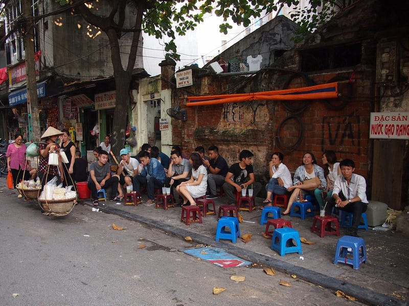 Little plastic chairs in Hanoi