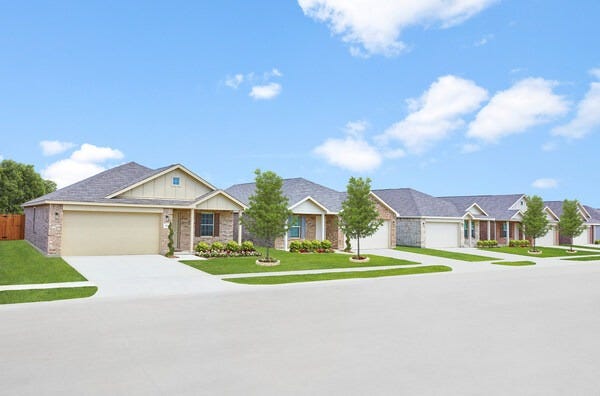 Subdivision in Dallas with typical front setbacks and driveways, developed by Lennar. Source