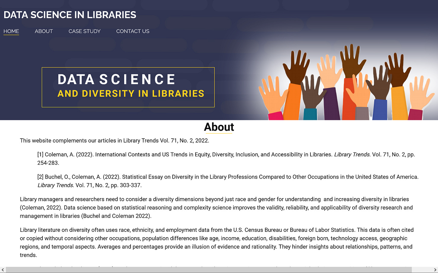 Screenshot of Data Science and Diversity in Libraries, GitHub Screenshot of Data Science and Diversity in Libraries, GitHub