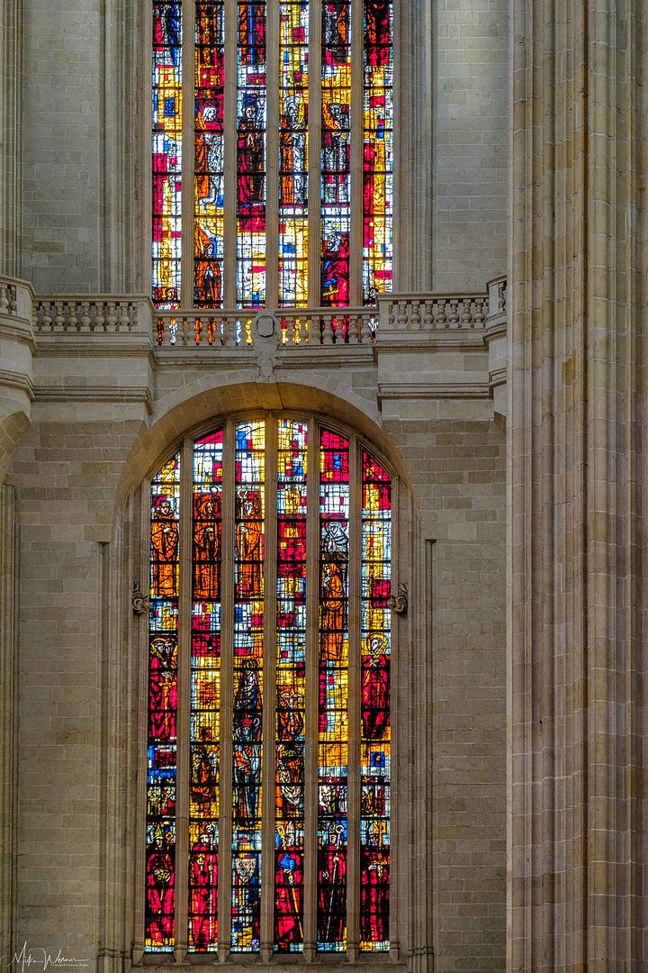 Stained glass windows and organ