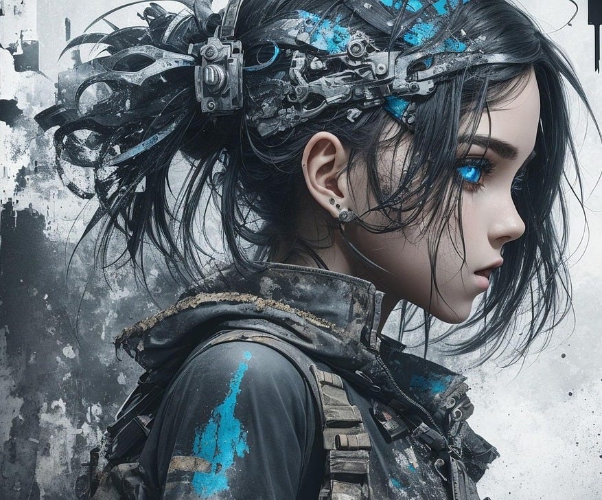 Free ai generated girl dystopian illustration