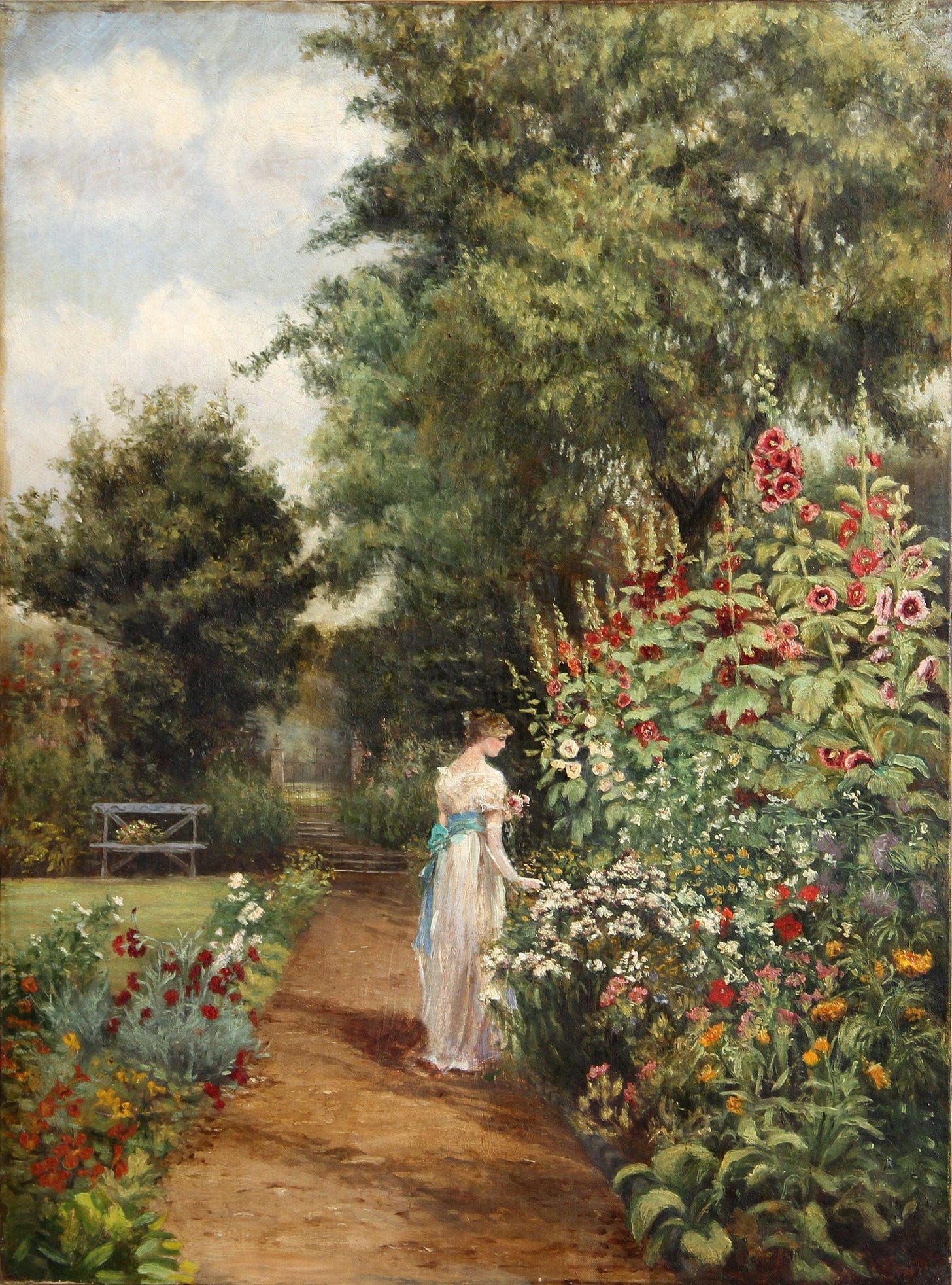 Victorian Woman In Garden | Unknown Artist | RoGallery