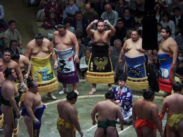 Ring Entrance of Makuuchi Grade Wrestlers Ring Entrance of Makuuchi Grade Wrestlers