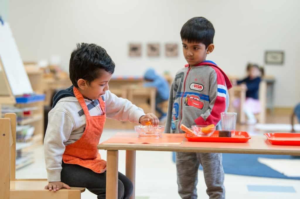 Autonomy in children at Montessori school.