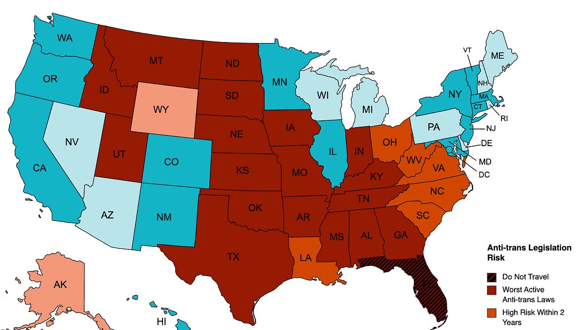 May Anti-Trans Legislative Risk Map