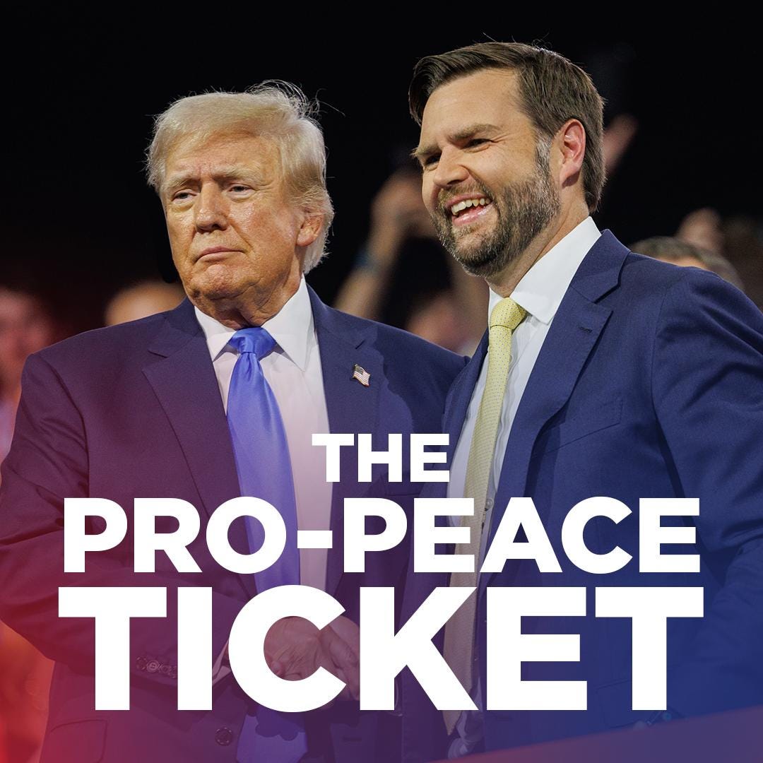 Vote the pro-peace ticket. Vote Trump-Vance 🇺🇸