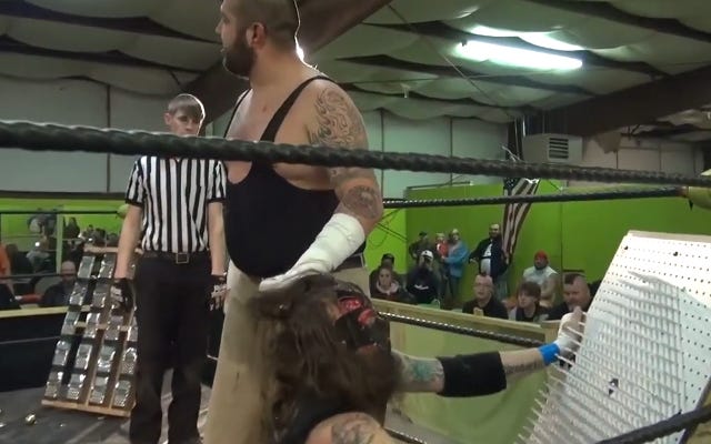 [Screenshot: Chuey about to shove Rare against syringe board]