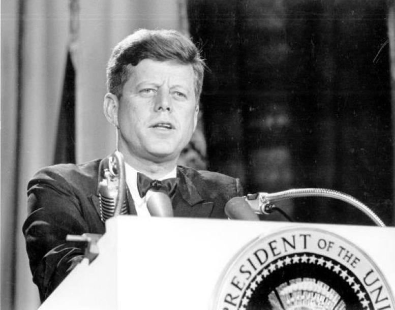 President Kennedy delivering a speech to the Inter American Press Association at the Americana Hotel in Bal Harbour. Courtesy of Florida State Archives.