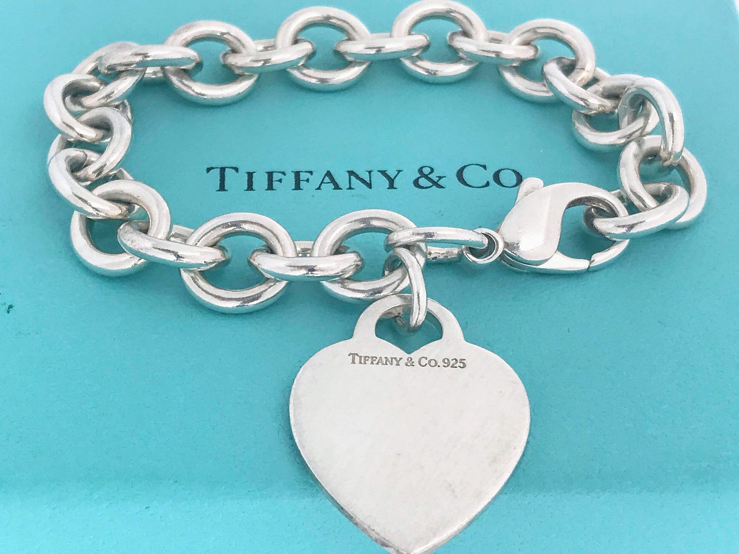 Authentic Tiffany & Co Heart Bracelet Plain Heart Tag Pendant Chain Link  Bracelet, Tiffany Co Sterling 925 Silver Blank Heart Tag Bracelet - Etsy UK