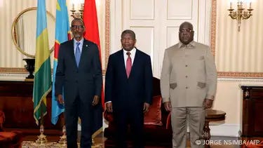 From left to right: Rwanda's President Paul Kagame, Angola's President Joao Lourenco and Congo's President Felix Tshisekedi. From left to right: Rwanda's President Paul Kagame, Angola's President Joao Lourenco and Congo's President Felix Tshisekedi.