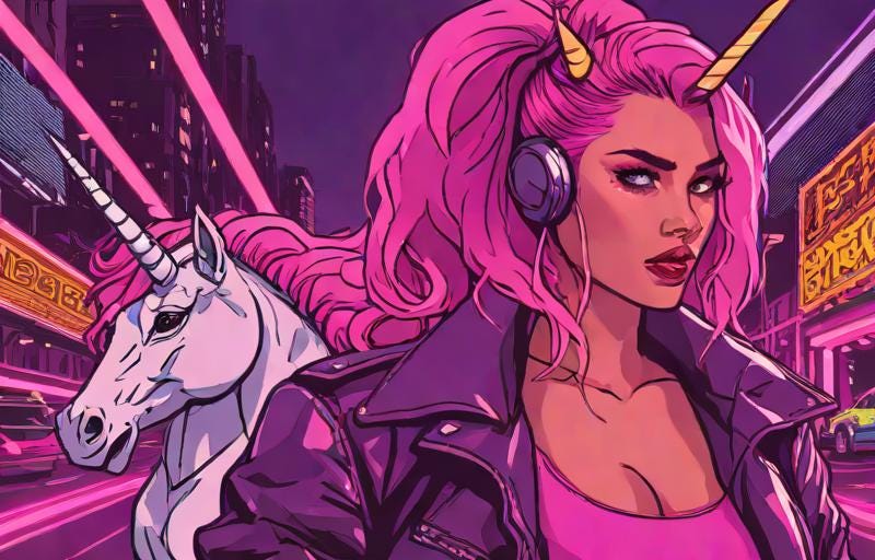 A Future-Is-Female Girl Boss Mama out on the Town with Her Two-Year-Old Daughter (post Species-Reassignment Surgery to Unicorn)!