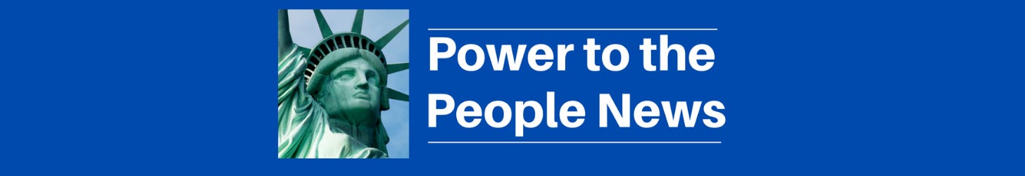 About Power to the People News. image of statue of liberty.