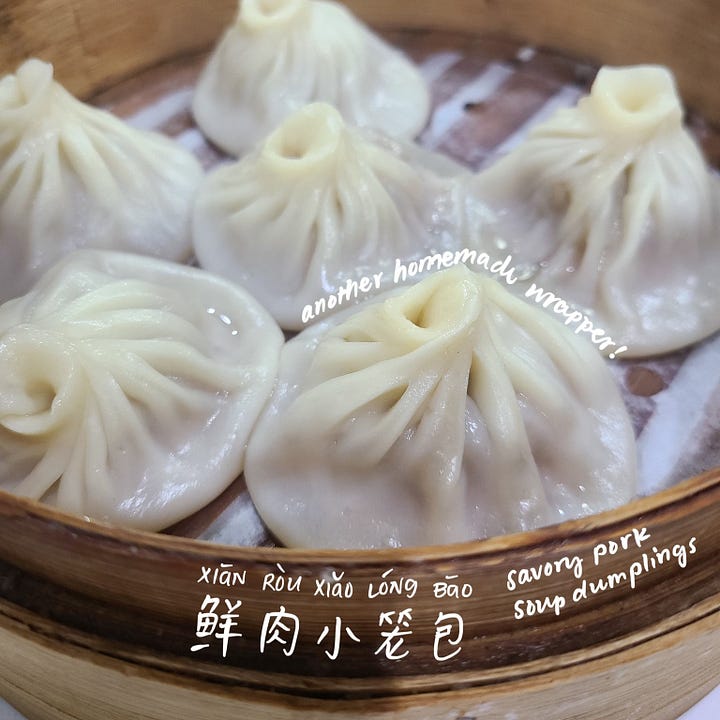 pork soup dumpling (鲜肉小笼包, xiānròu xiǎolóngbāo)