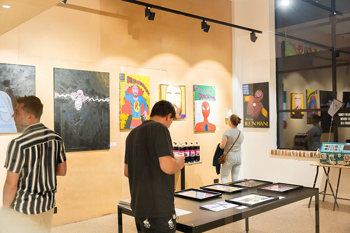 The Anaemic Superhero in a Dalston Art Gallery, Aug 2022.