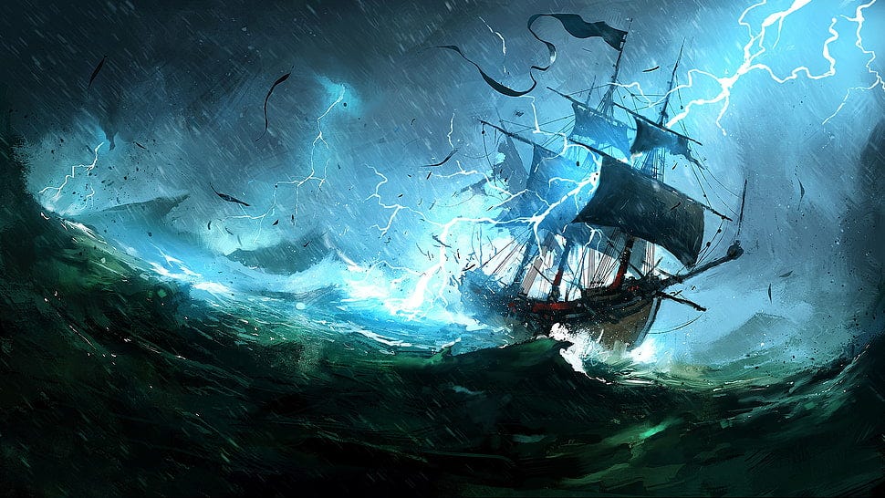 Navio Afundando Em Tempestade