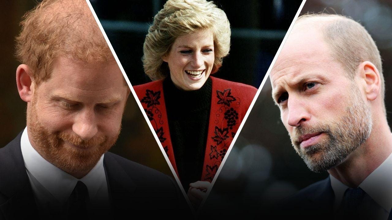 Split photos of Princess Diana, Princes William and Harry