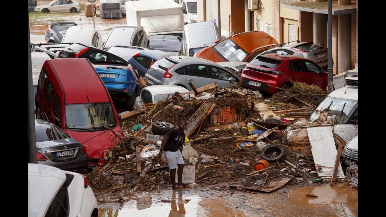 Scene of devastation in Valencia after 2024 flooding.