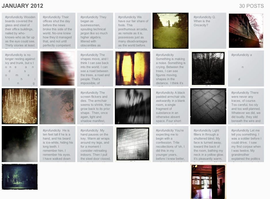 a collage of images and text boxes, arranged on a grid