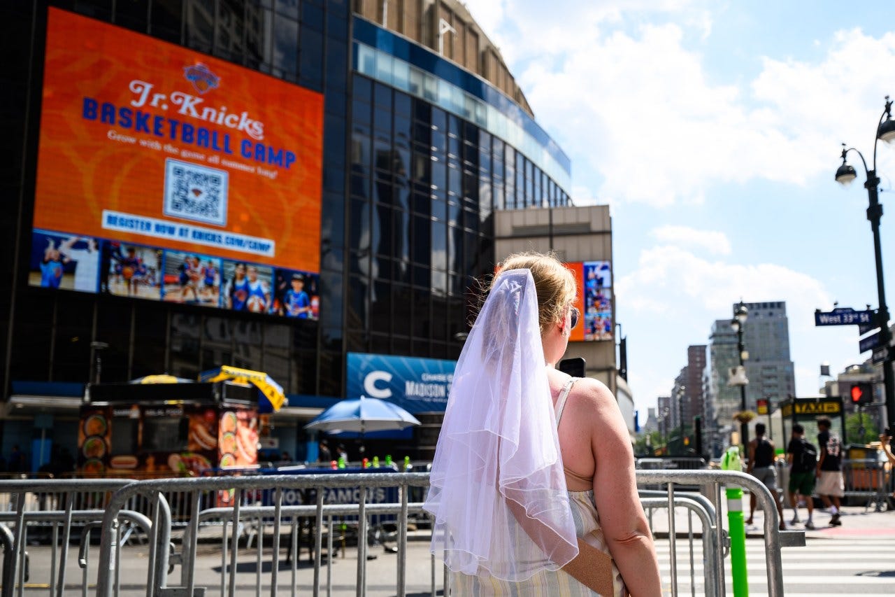 A Taylor Swift fan outside Madison Square Garden on July 3.