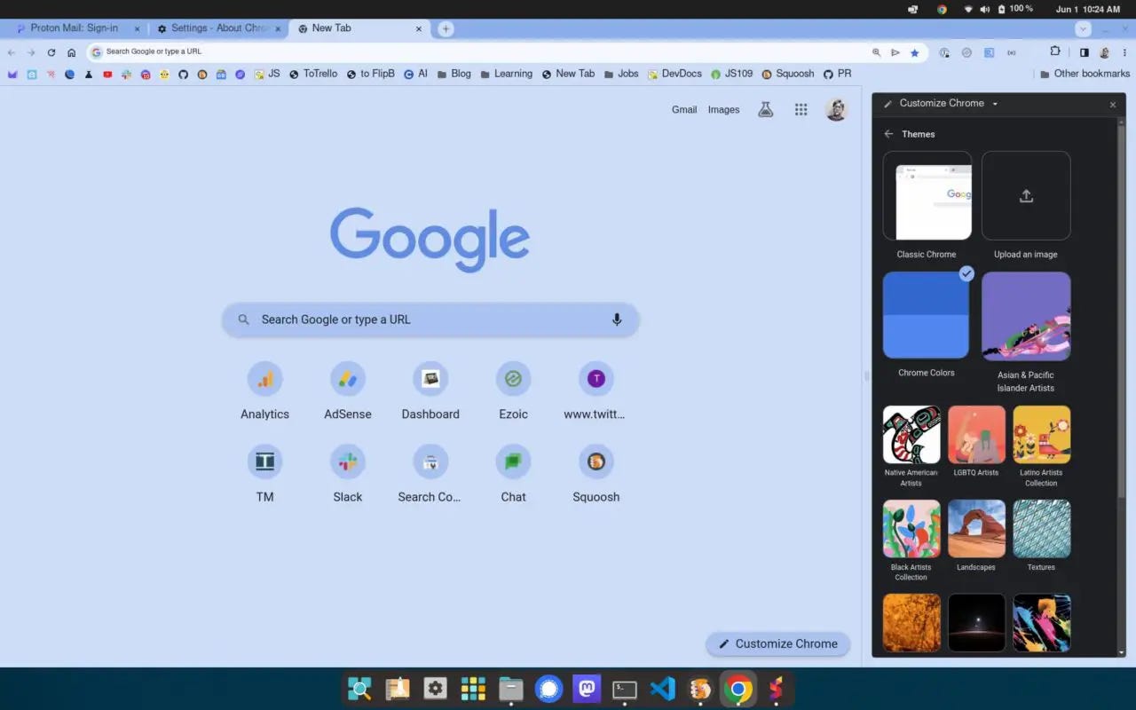 Google Chrome 114 custom themes