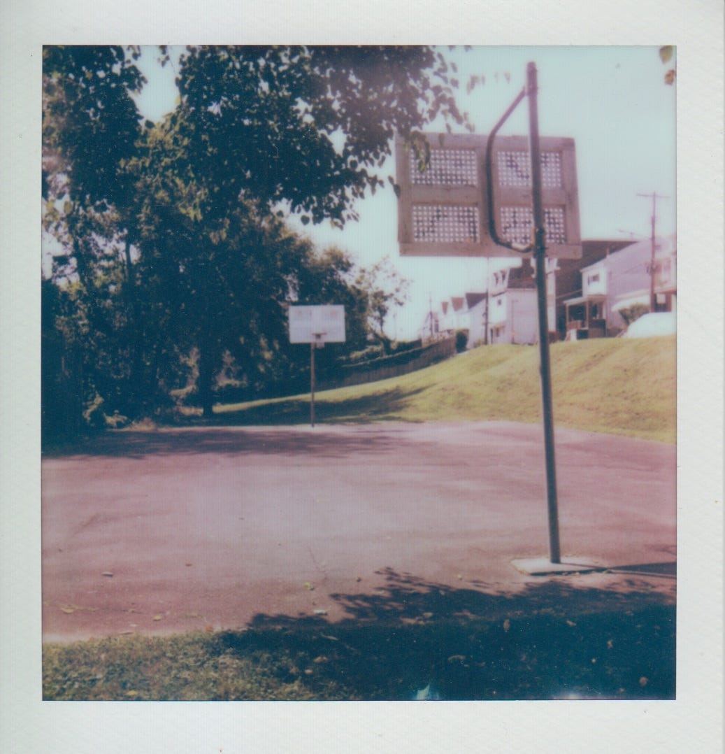 Polaroid of the basketball court at Cobden Park.