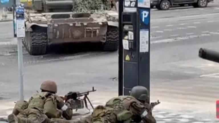 Footage shows fighters of Wagner group in Rostov near Russian military headquarters | World News | Sky News Footage shows fighters of Wagner group in Rostov near Russian military headquarters | World News | Sky News